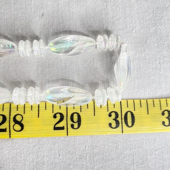 Ultra Long Opera Necklace Clear AB Lucite Long and Rondelle Beads - Picture 7 of 8